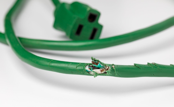 Aangevreten elektriciteitskabel door rat met risico op kortsluiting en brand