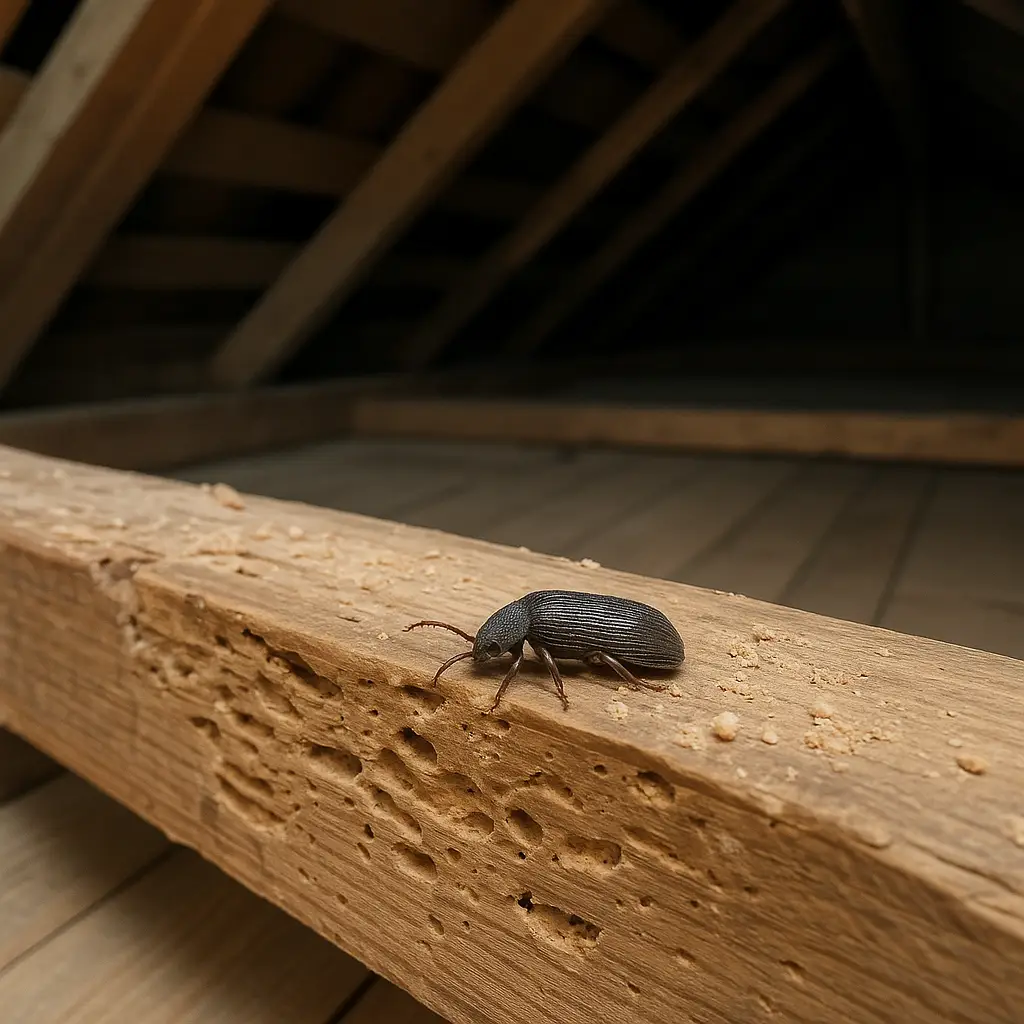 Houtworm in balklaag Haarlem